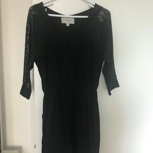 71 Stanton Jacquard Chiffon Black Dress w/ Pockets